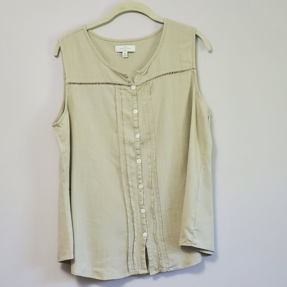 New Directions Curvy sleeveless linen top. 1X
